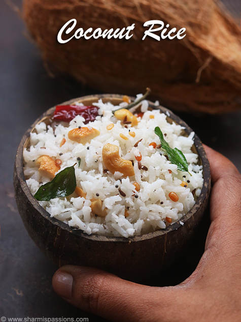 Coconut Rice Recipe | Thengai Sadam Recipe - Sharmis Passions