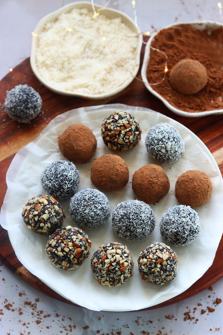 chocolate truffles with different coatings