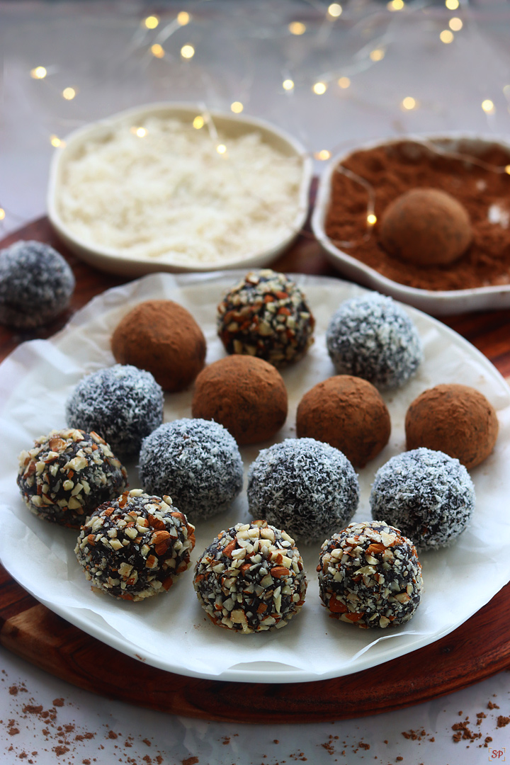 chocolate truffles with different coatings