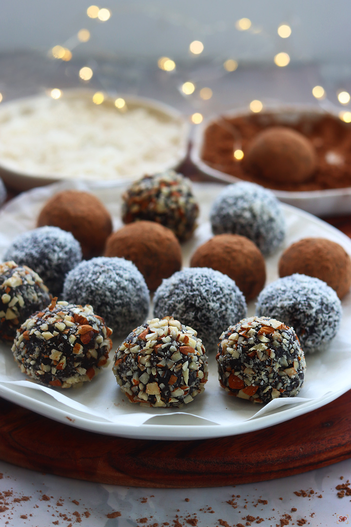 chocolate truffles with different coatings