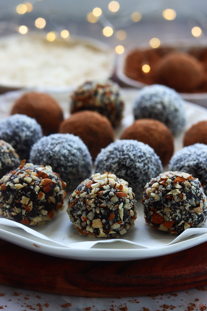 chocolate truffles with different coatings