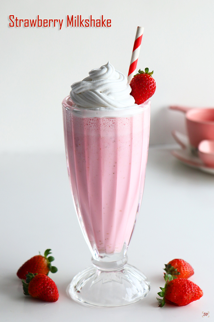 Strawberry Milkshake With Cream And Sauce In Take Away Cup Stock