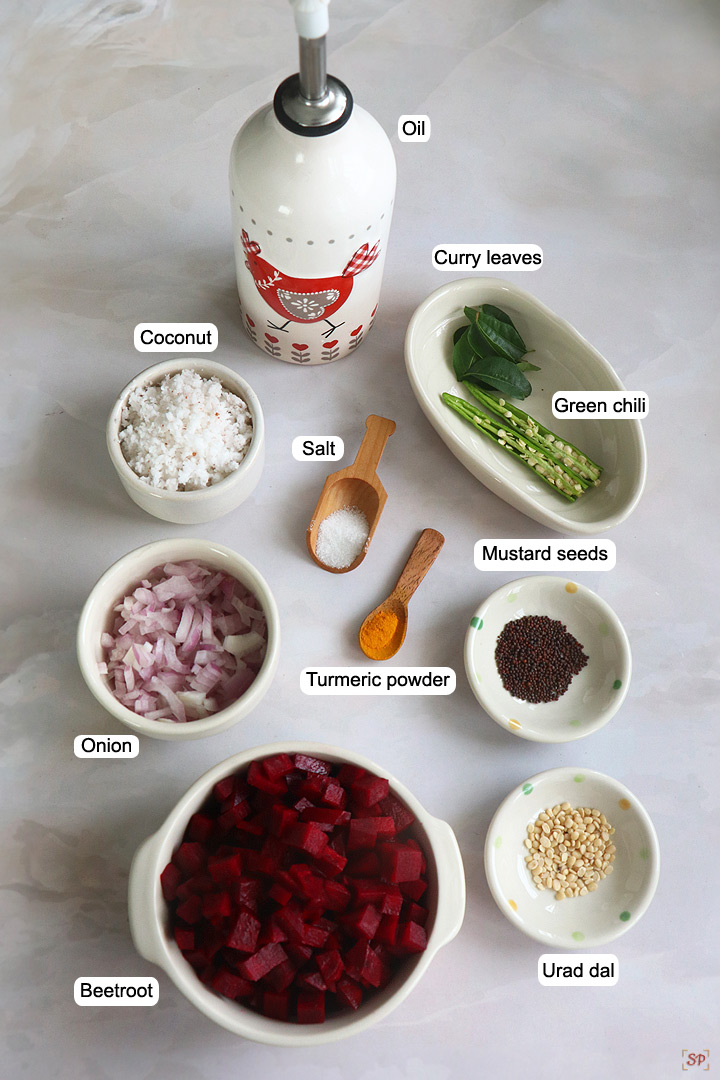 ingredients needed to make beetroot poriyal