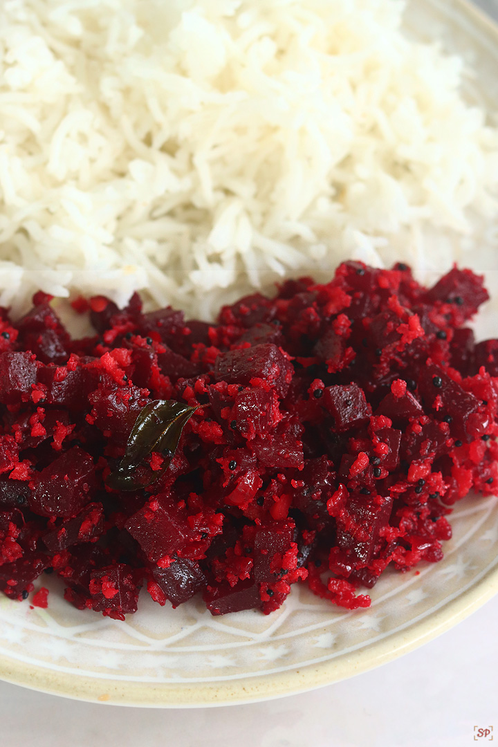 beetroot poriyal with rice