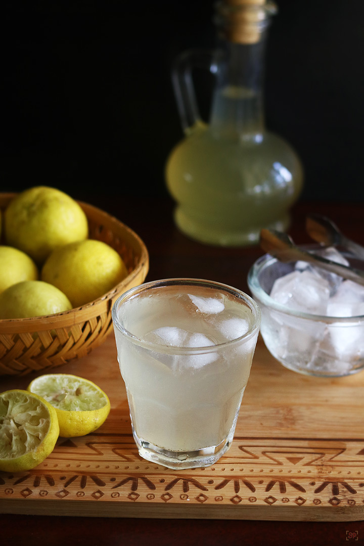 lemonade prepared using homemade lemon squash
