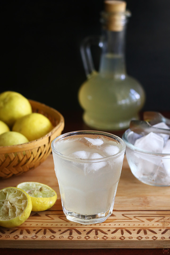 lemonade prepared using homemade lemon squash