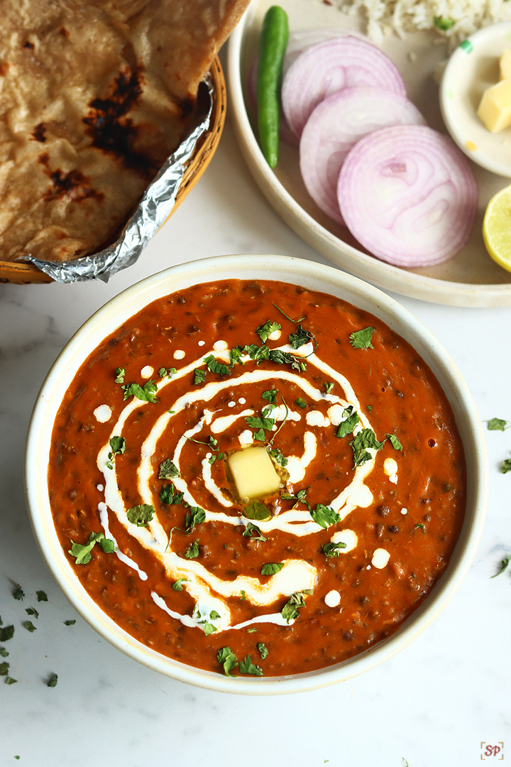 dal makhani in a beige color bowl