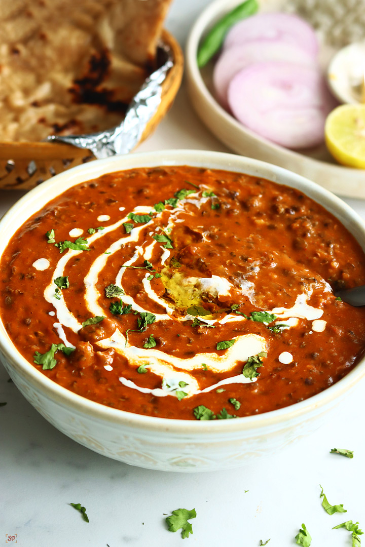 dal makhani in a beige color bowl