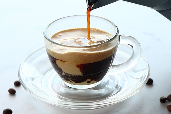 pour prepared espresso