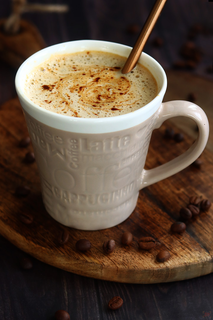 indian espresso coffee mixed with stirrer