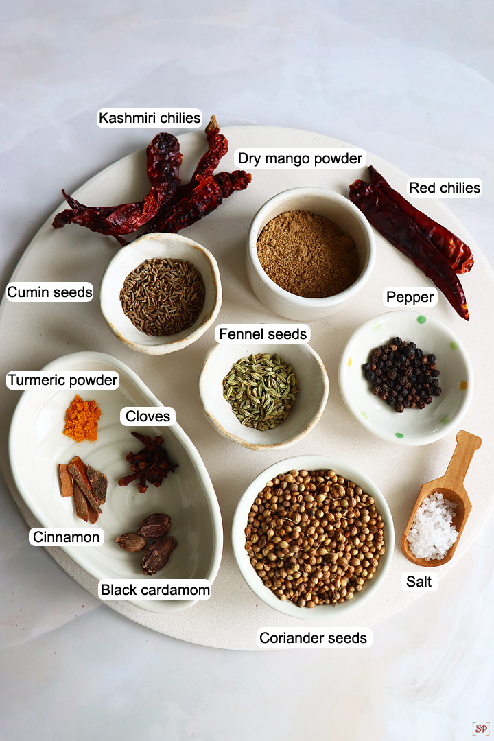 ingredients needed to make pav bhaji masala powder