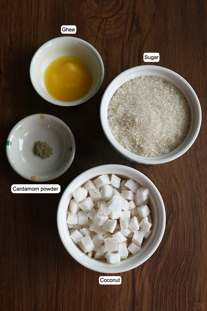 ingredients needed to make coconut burfi