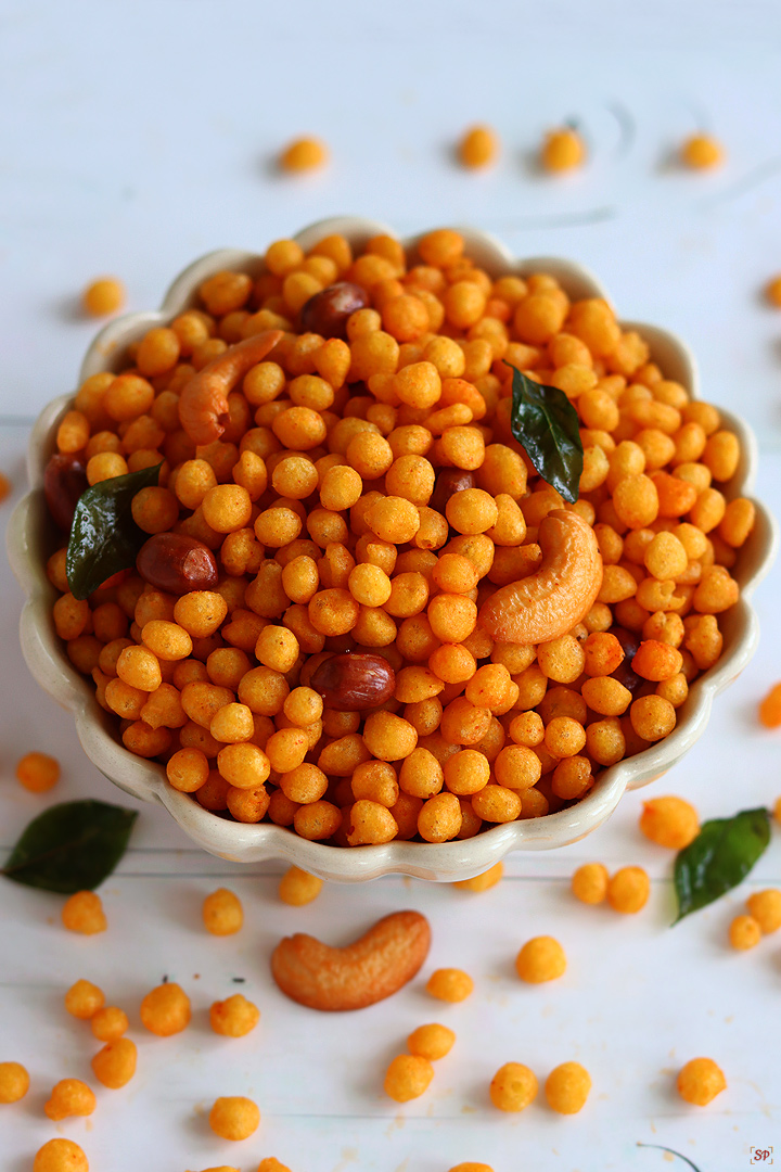 kara boondi in a white bowl