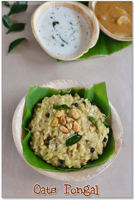 oats pongal served with chutney and sambar