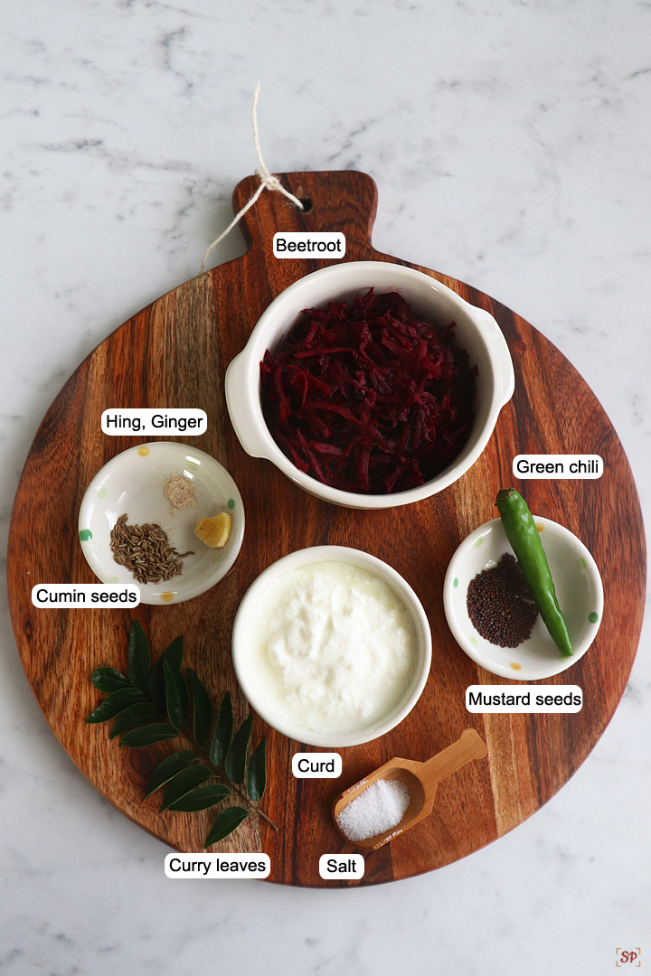 ingredients needed to make beetroot raita