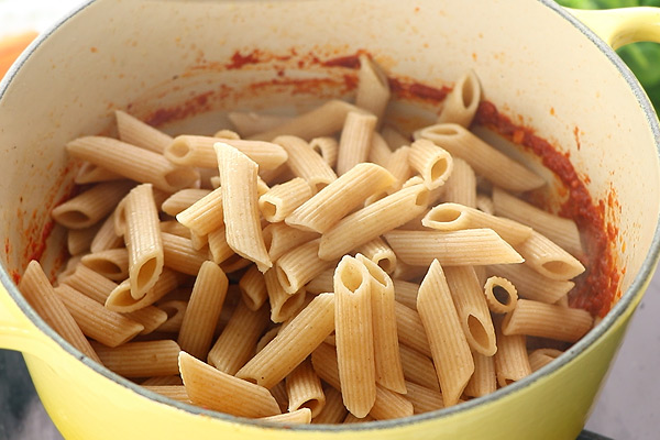 add cooked pasta