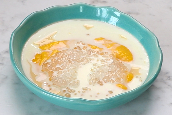 add milk and cooked sago