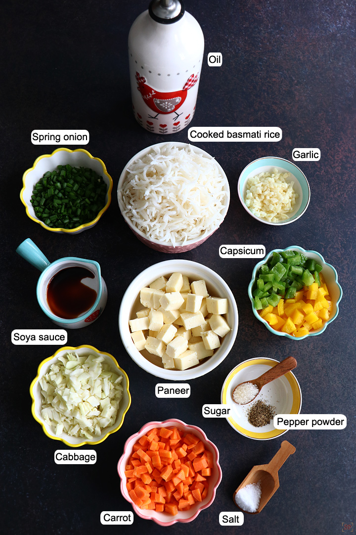 ingredients needed to make paneer fried rice