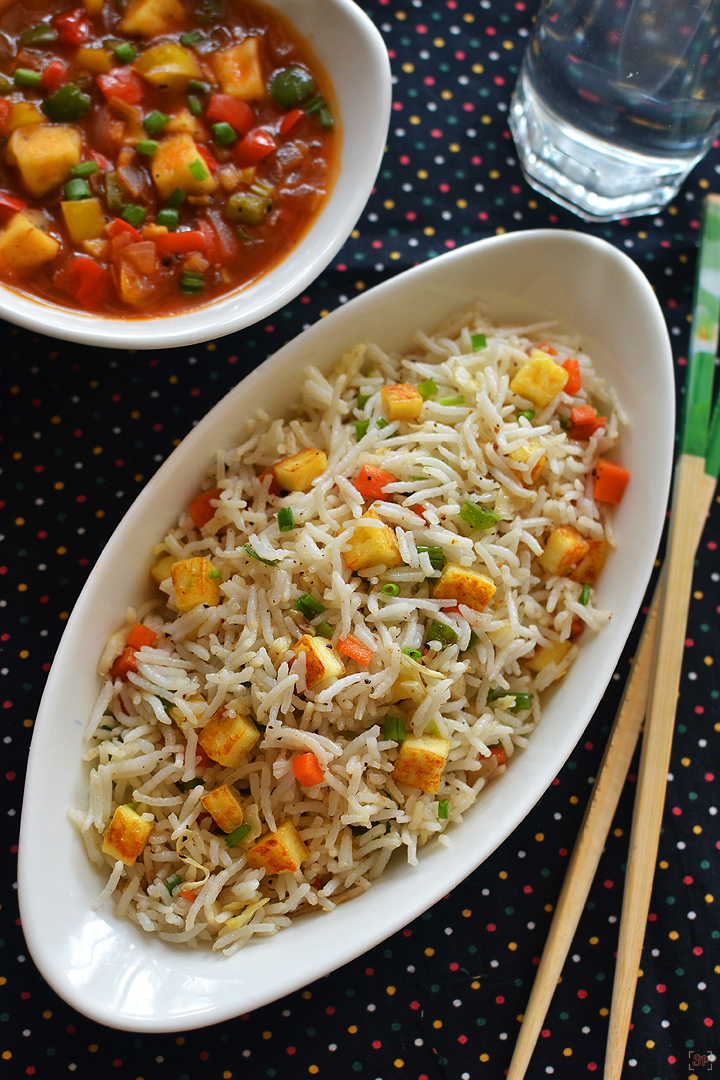 paneer fried rice with chili paneer