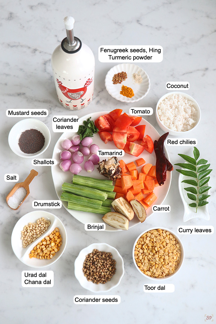 ingredients needed to make varutharacha sambar