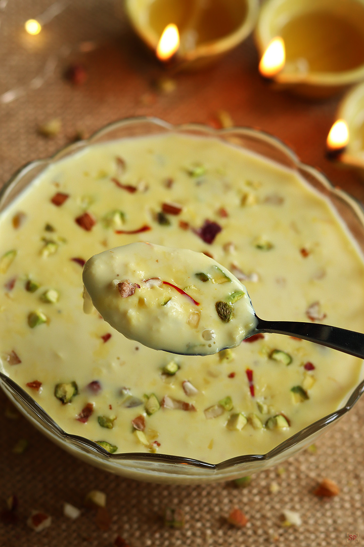 basundi in a spoon