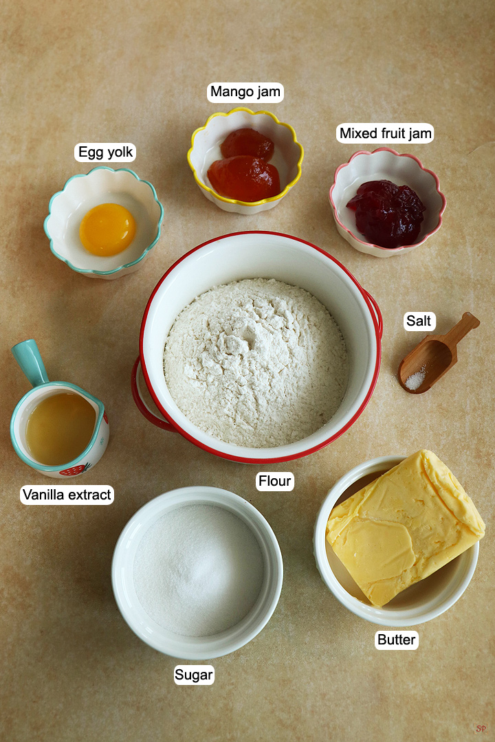 ingredients needed to make thumbprint cookies