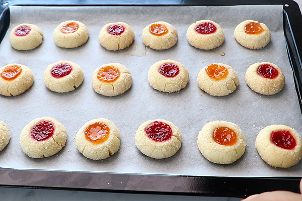 thumbprint cookies are baked