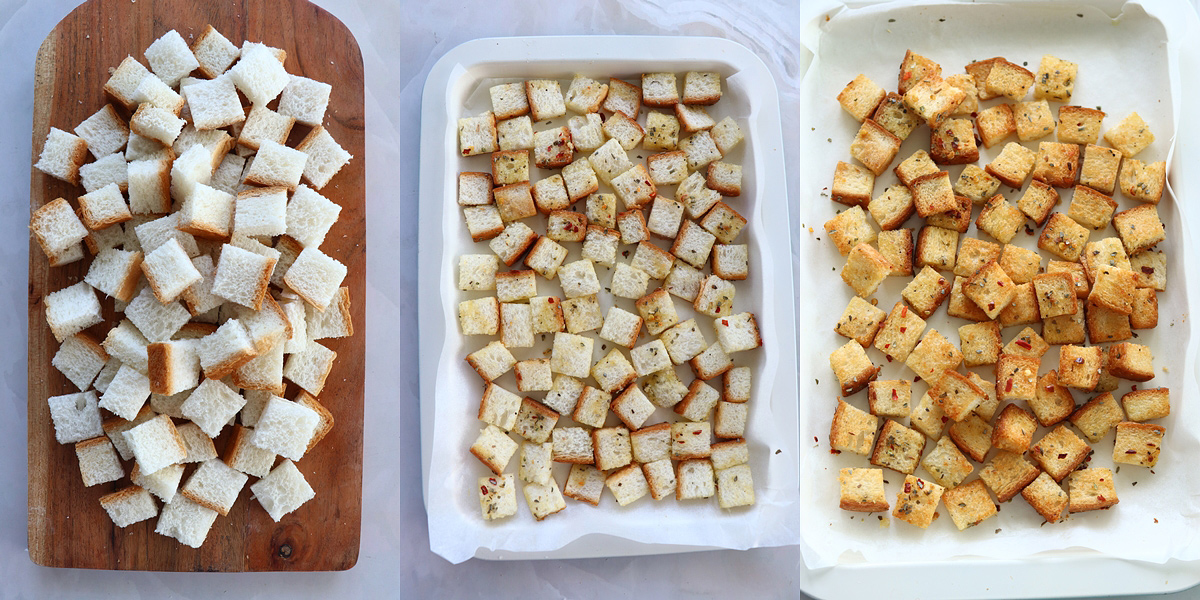 homemade croutons stages