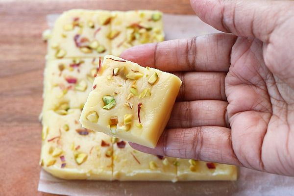 milk powder burfi is ready