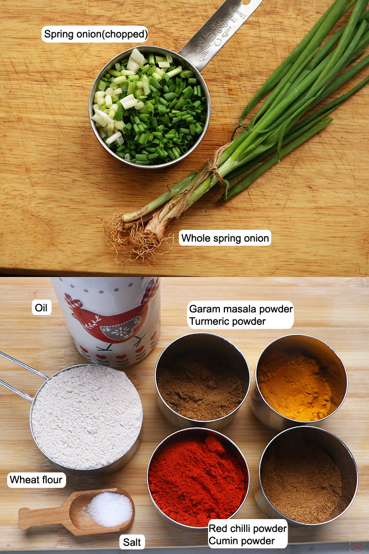 ingredients needed to make spring onion paratha