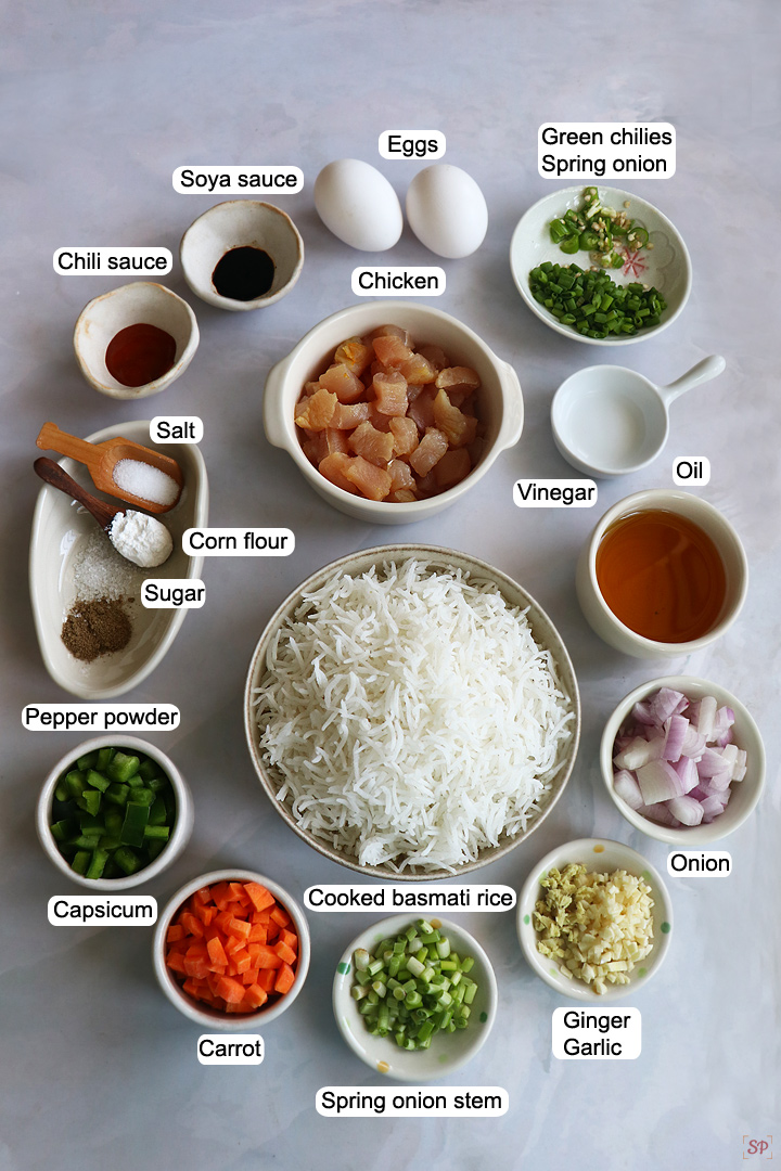 ingredients needed to make chicken fried rice