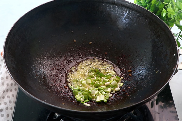 add garlic, spring onion