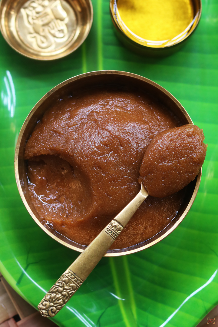 kummayam sweet served in a bowl with ghee