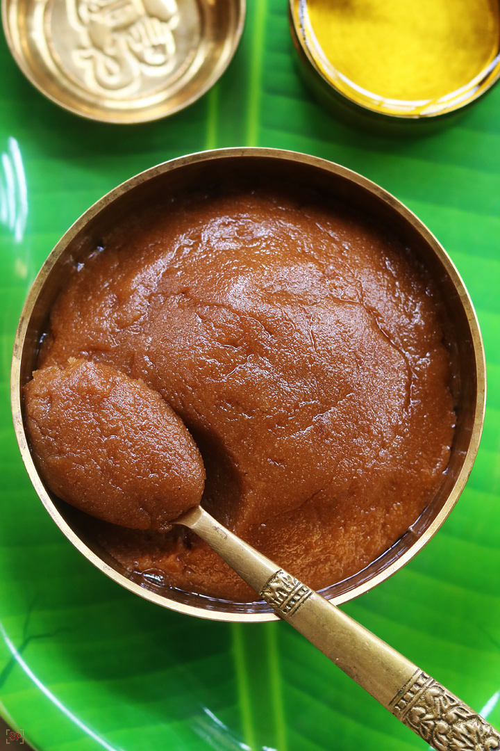 kummayam sweet served in a bowl with ghee