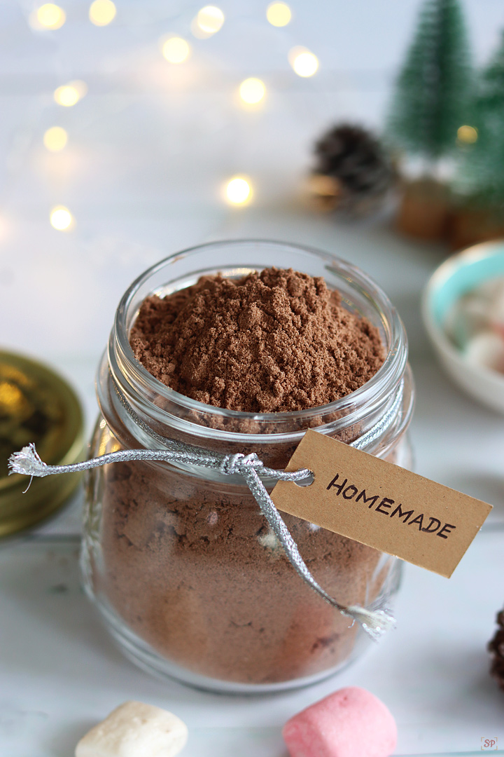 hot chocolate mix in a glass jar