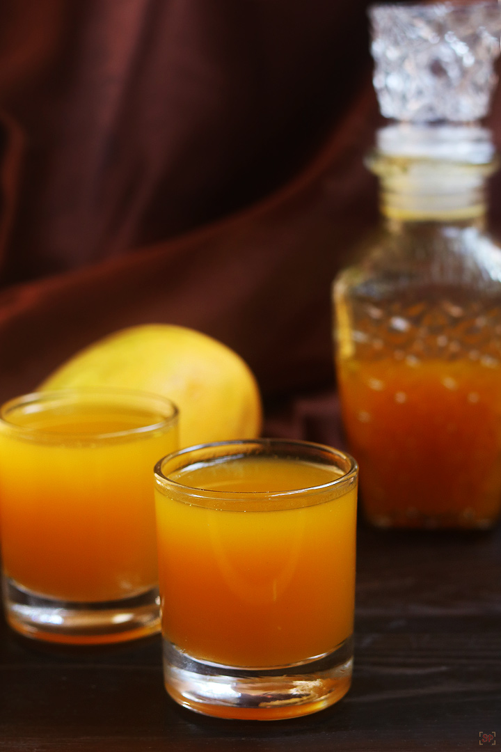 mango juice made with homemade mango squash