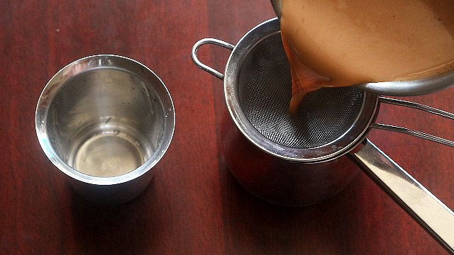 transfer to a strainer