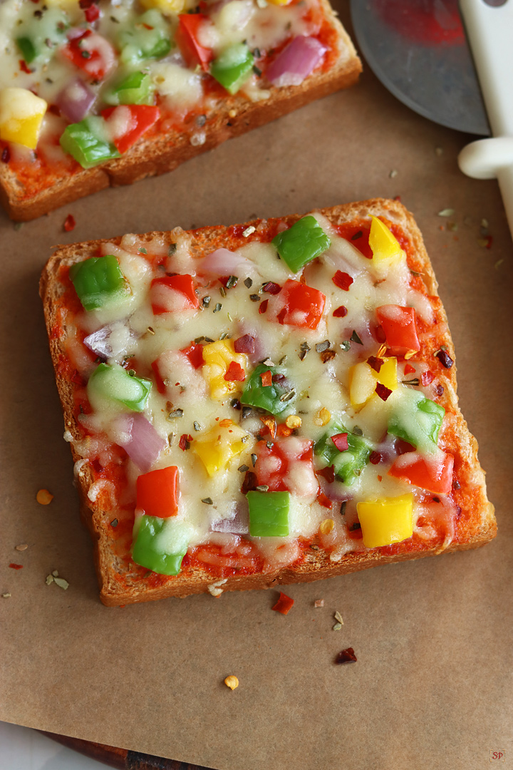 bread pizza just out from oven