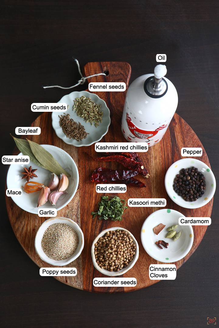 ingredients needed to make meat masala powder