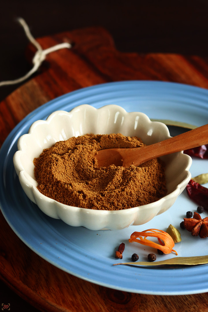 meat masala powder served in a white bowl