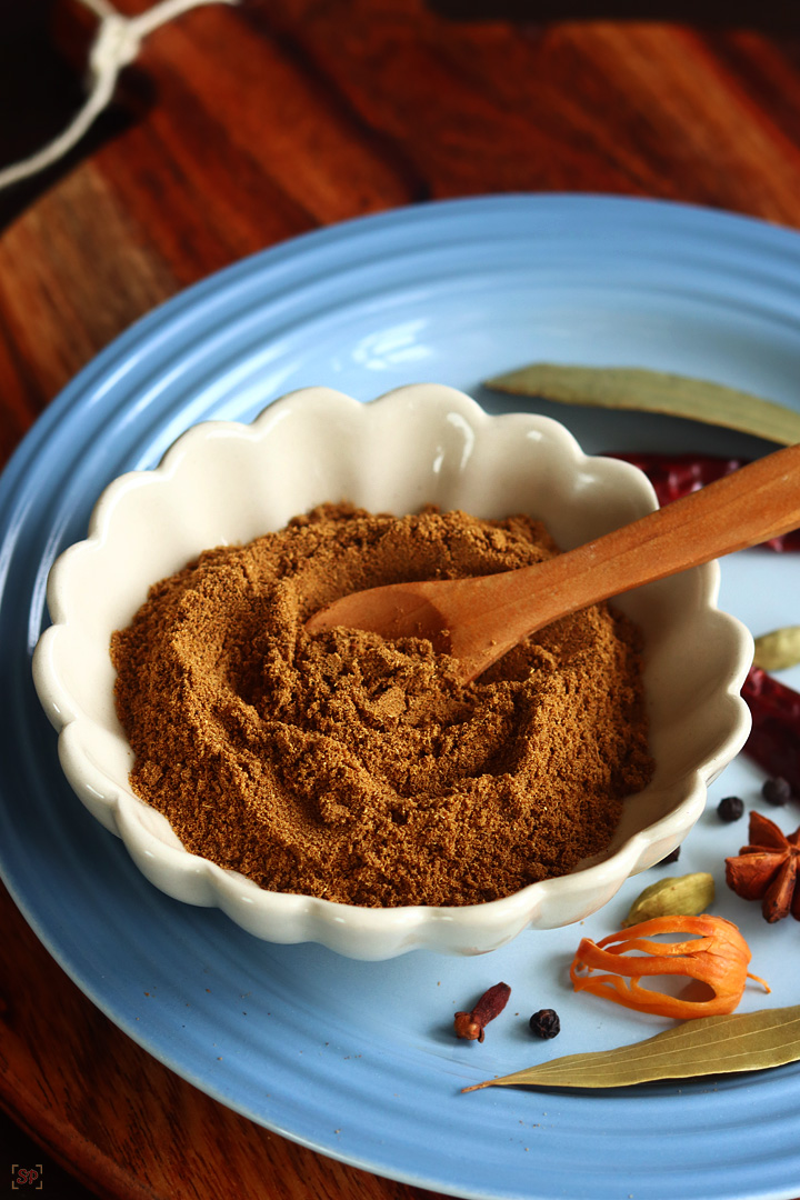 meat masala powder served in a white bowl