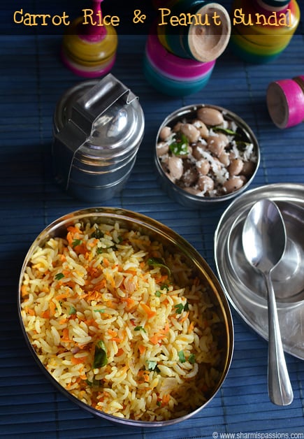 carrot rice with peanut sundal