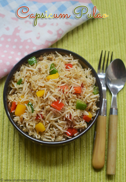 Capsicum Rice Recipe | Capsicum Pulao Recipe - Sharmis Passions