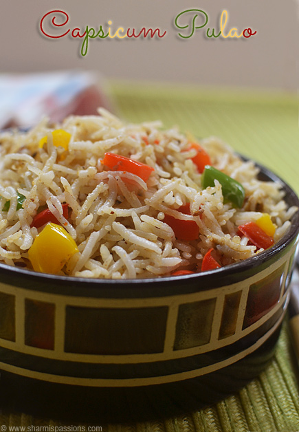 Capsicum Rice Recipe | Capsicum Pulao Recipe - Sharmis Passions