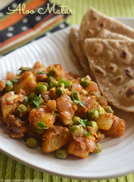 Aloo Matar Recipe / Dry Aloo Mutter Sabzi - Sharmis Passions