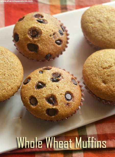 Eggless Whole Wheat Vanilla Muffins Recipe