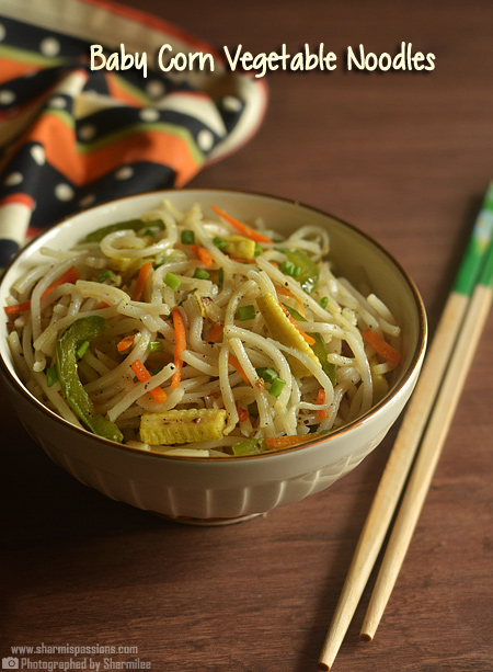 Baby Corn Vegetable Hakka Noodles