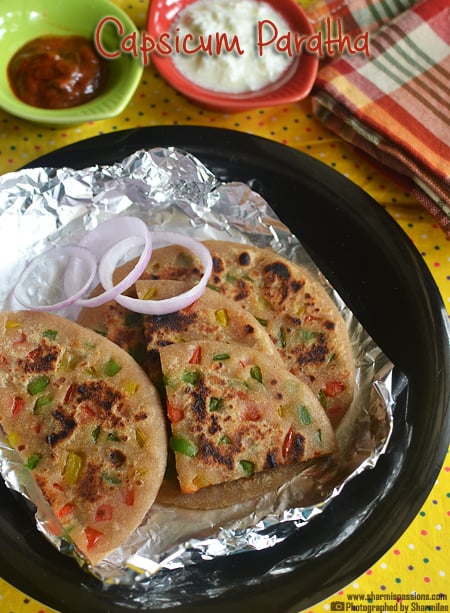 Capsicum Paratha Recipe  Sharmis Passions - 33