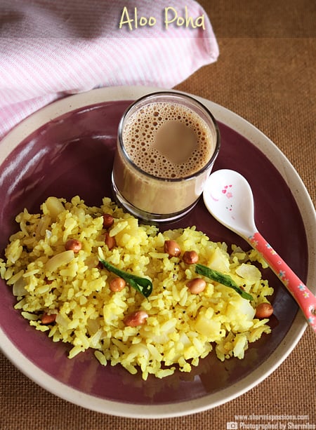 aloo poha with bournvita