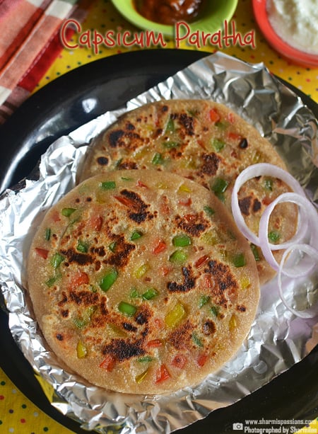 Capsicum Paratha Recipe  Sharmis Passions - 99